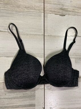 Victorias Secret Black Grey Perfect Shape Bra 32C